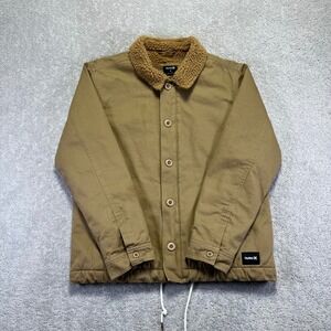Hurley Jacket Mens Medium Tan Sherpa Lined Military Utility Outdoor Workwear